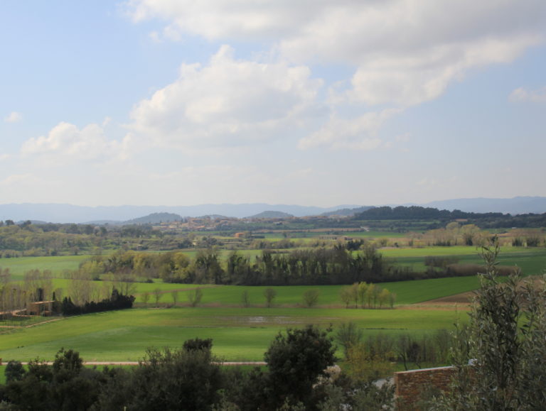 vista des de llabià, vista de camps i turonets típica de l'Empordanet