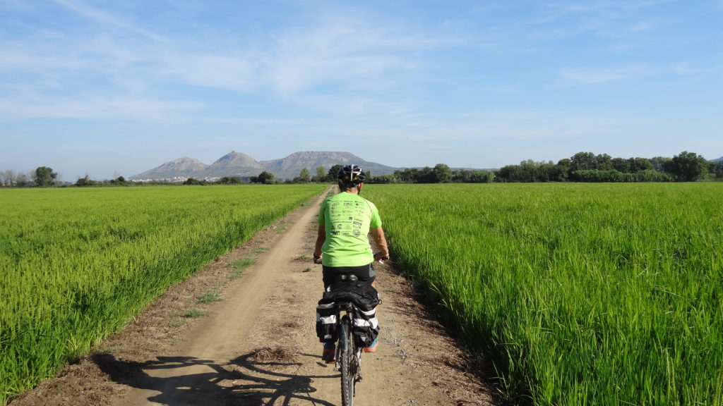 noia en bicicleta que va per un camí asfaltat cap a Peratallada