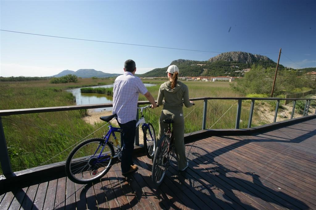 noia en bicicleta que va per un camí asfaltat cap a Peratallada