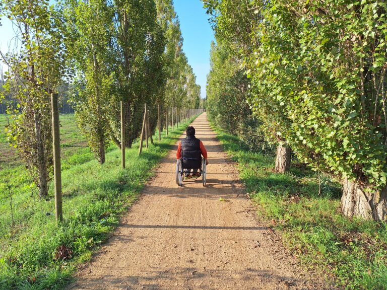dos homes en hanbike en primer pla i una dona amb bicileta al fons